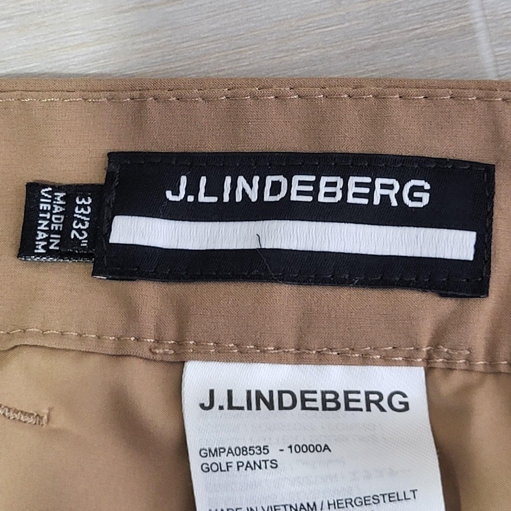 J.Lindeberg Golf Pants Mens 33x32 Beige Stretch Slim Performance Chino GMPA08535 - Picture 2 of 14